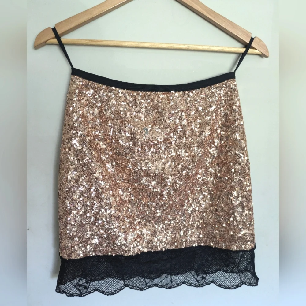 Zadig & Voltaire Justicias Gold Sequin Lace Skirt Size 34 - Picture 6 of 10